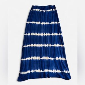 Blue and White Tie-Dye Maxi Skirt
